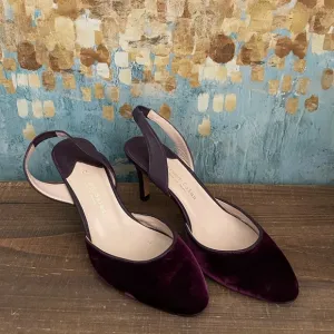 CARMEN SALAS Victoria Purple Velvet Slingback Pumps