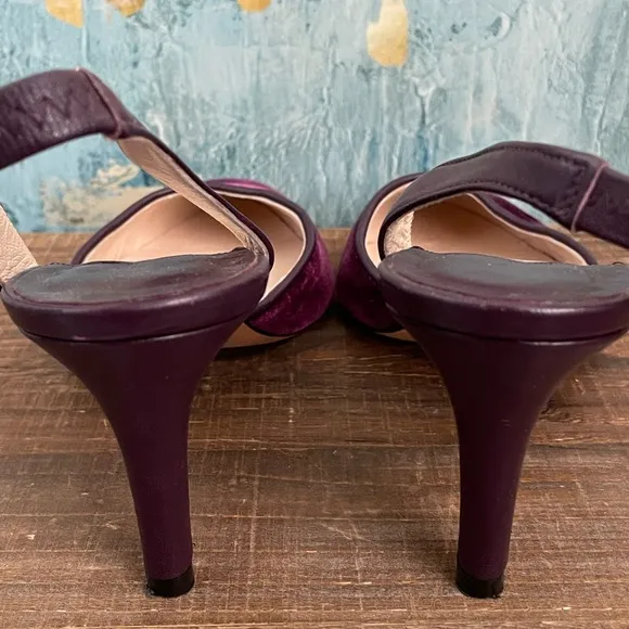 CARMEN SALAS Victoria Purple Velvet Slingback Pumps