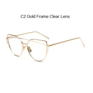 Cat Eye Sunglasses for Women Retro Metal Frame Spectacles Brand Designer Sunglass Vintage Ladies Sun Glasses Women's Glasses
