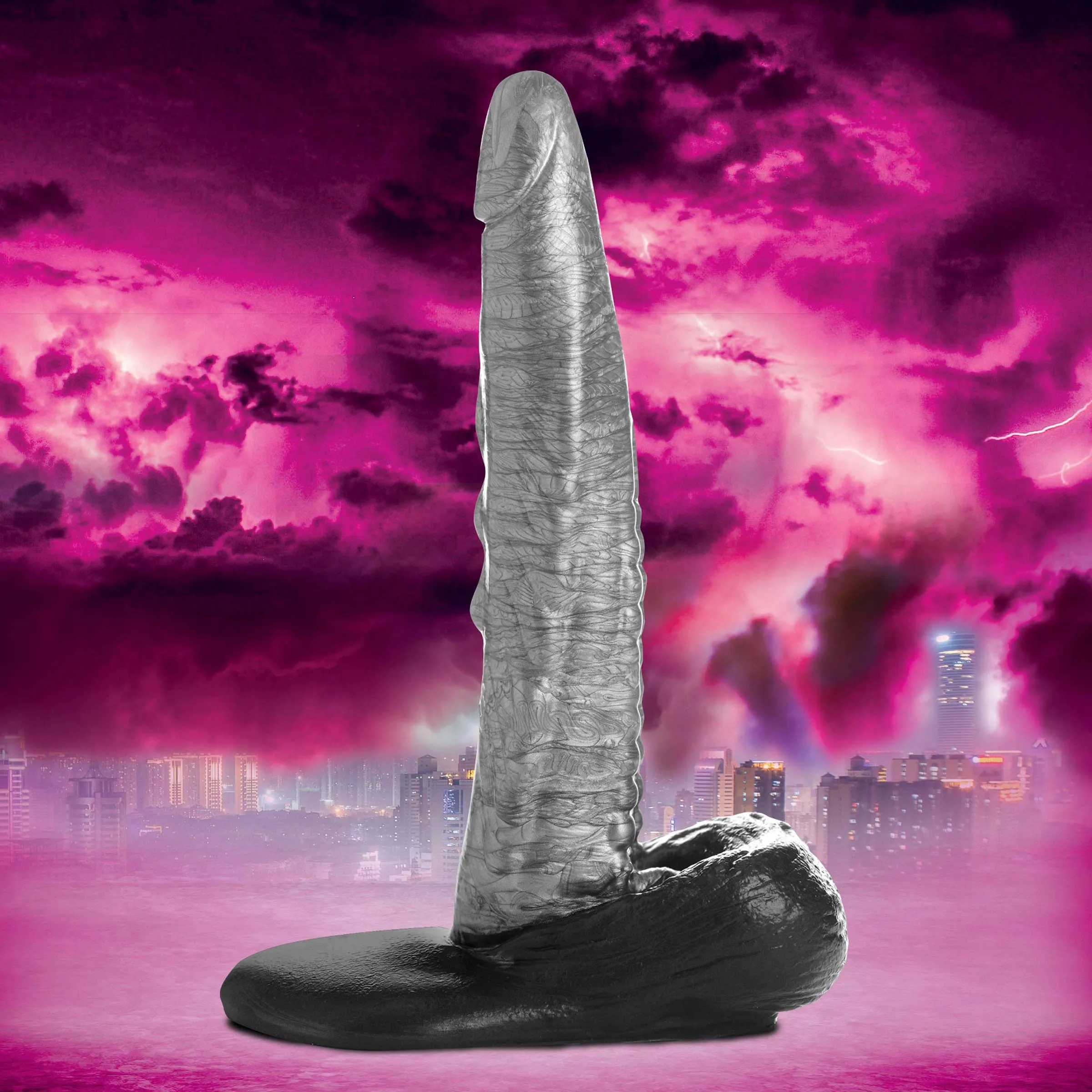 Cc - the Gargoyle Rock Hard Silicone Dildo -  Silver