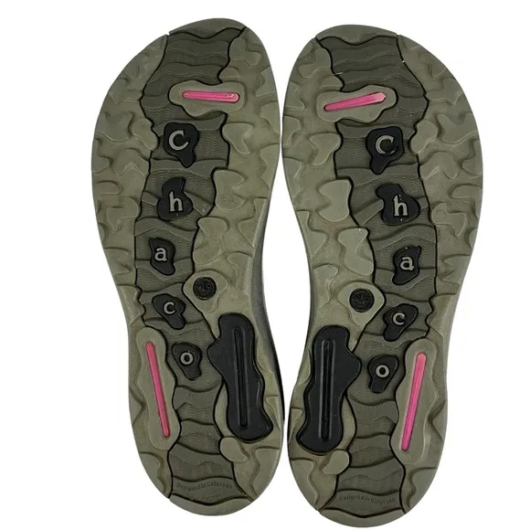 Chaco Classic Flip with  Arch Support Women’s size 8 in Yellow Pink Green