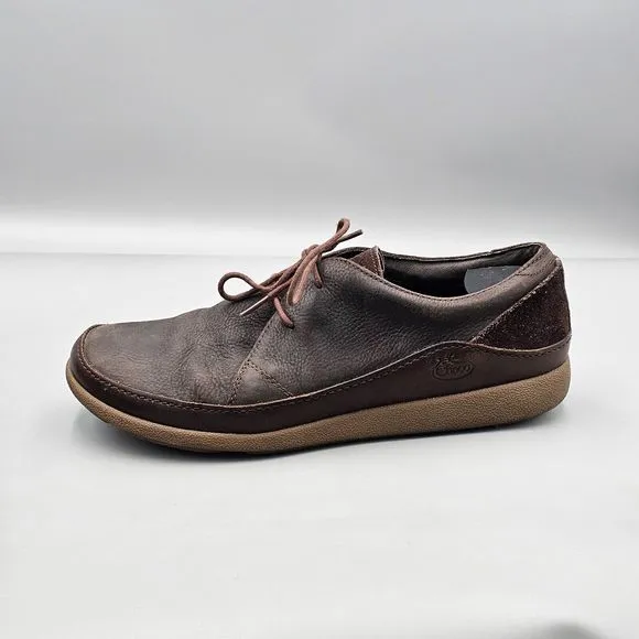 Chaco Mens Size 13 US EUC Montrose Java Brown Leather Lace Up Casual Low Oxfords