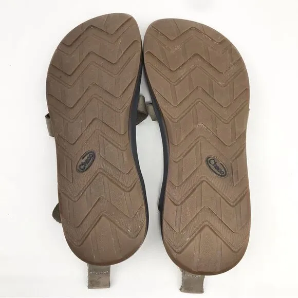 CHACO Wayfarer Gray Brown Mens Leather Buckle Sandals