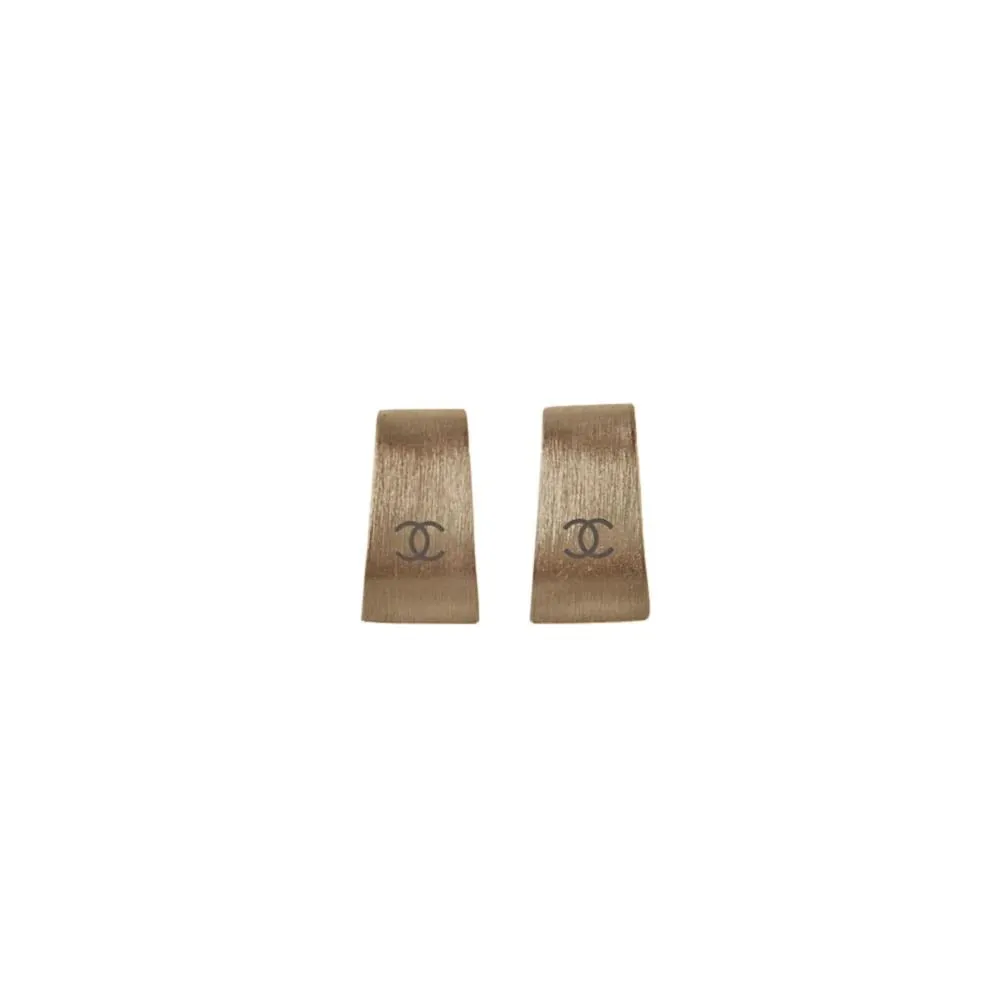 Chanel Silver Logo Clip Earrings