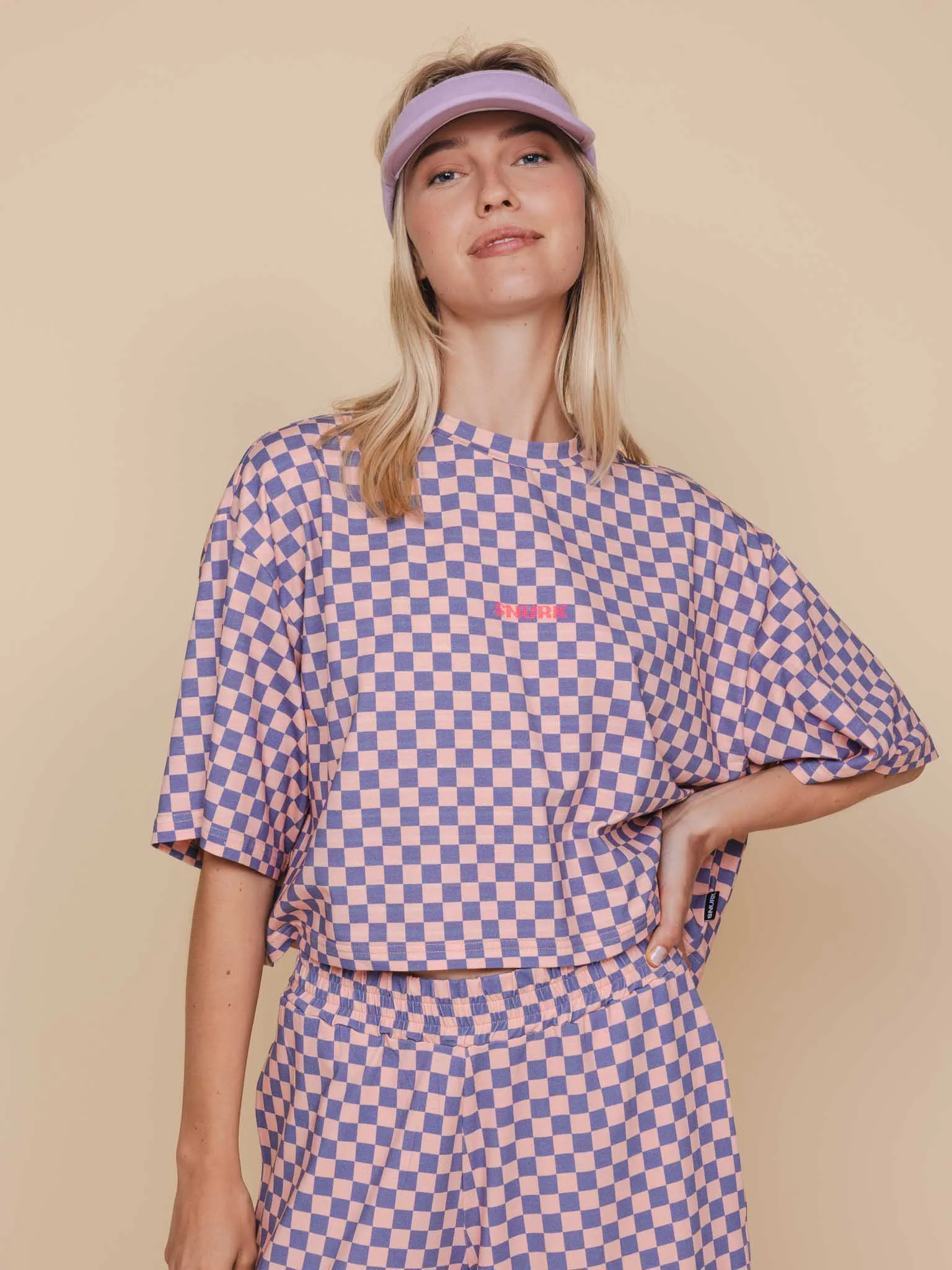 Check Cropped T-Shirt Dames