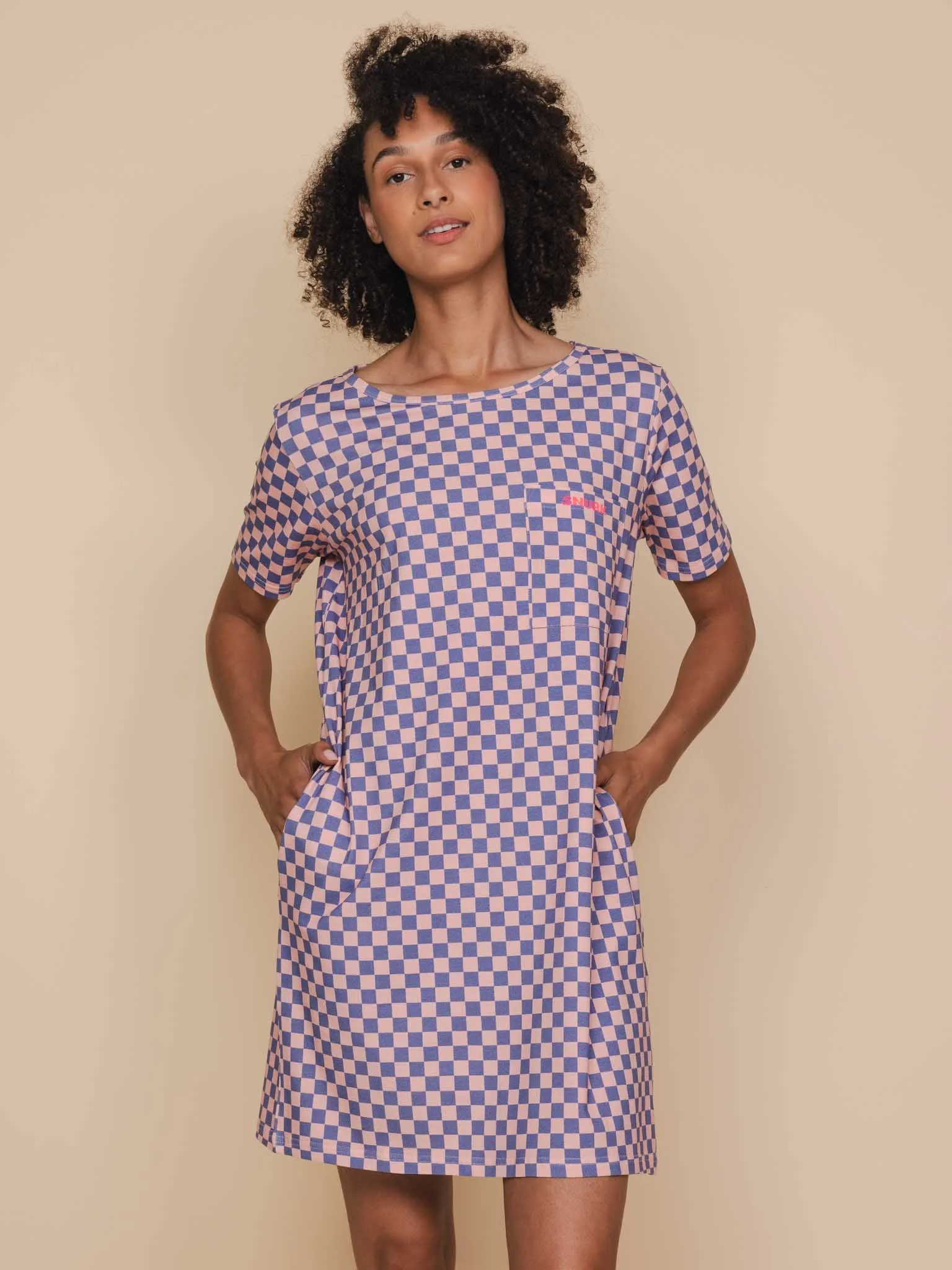 Check T-shirt Dress Dames