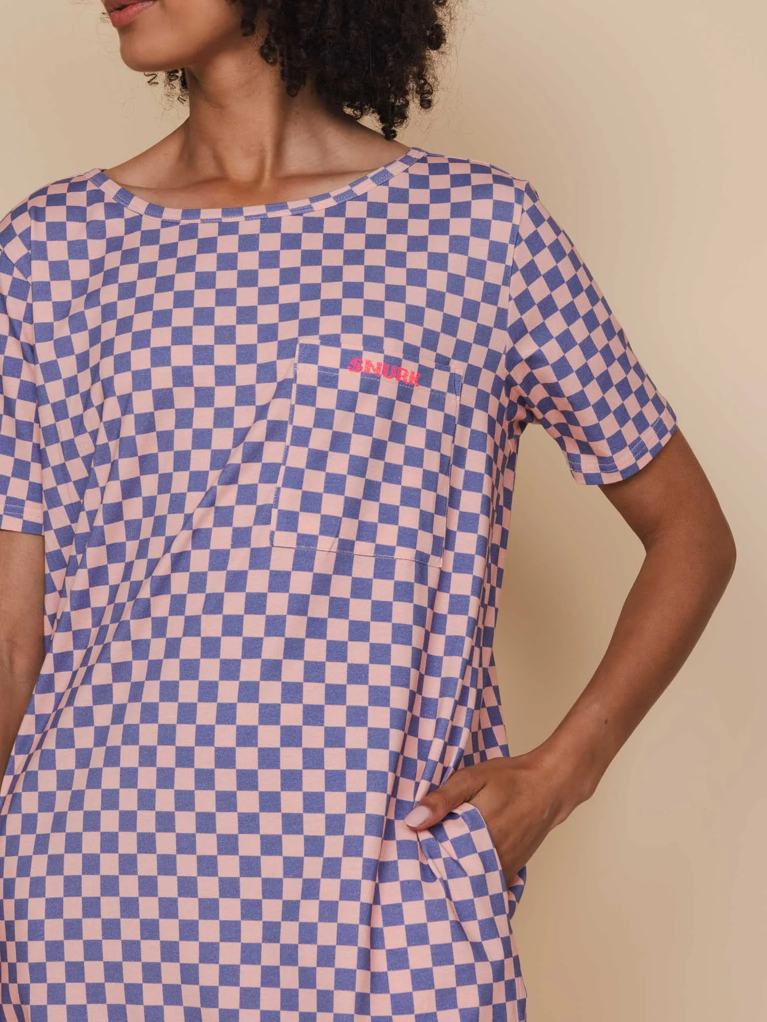 Check T-shirt Dress Dames