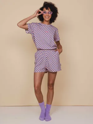 Check T-shirt en Shorts set Dames