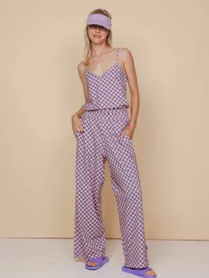 Check Topje en Wijde broek set Dames