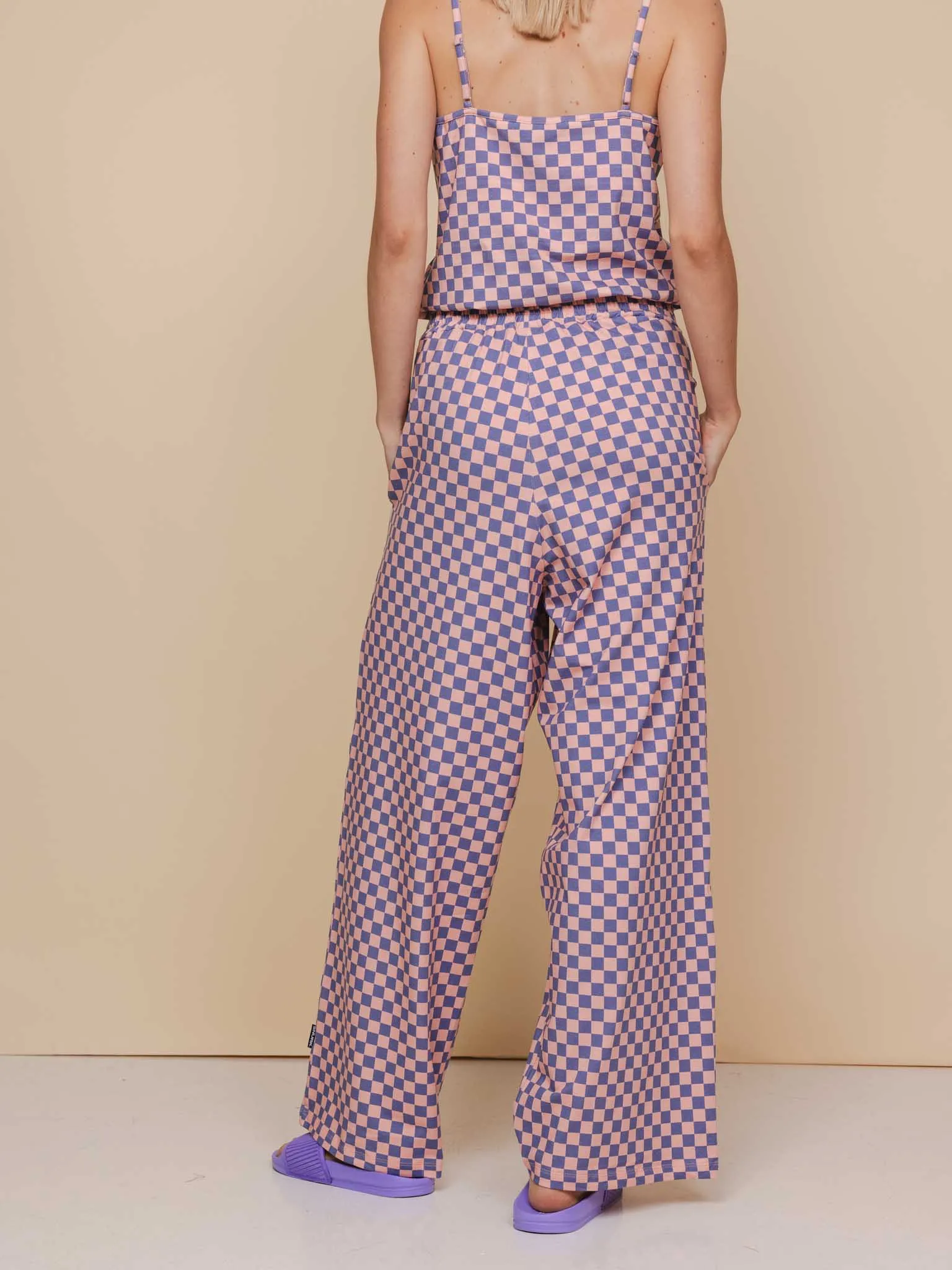 Check Topje en Wijde broek set Dames