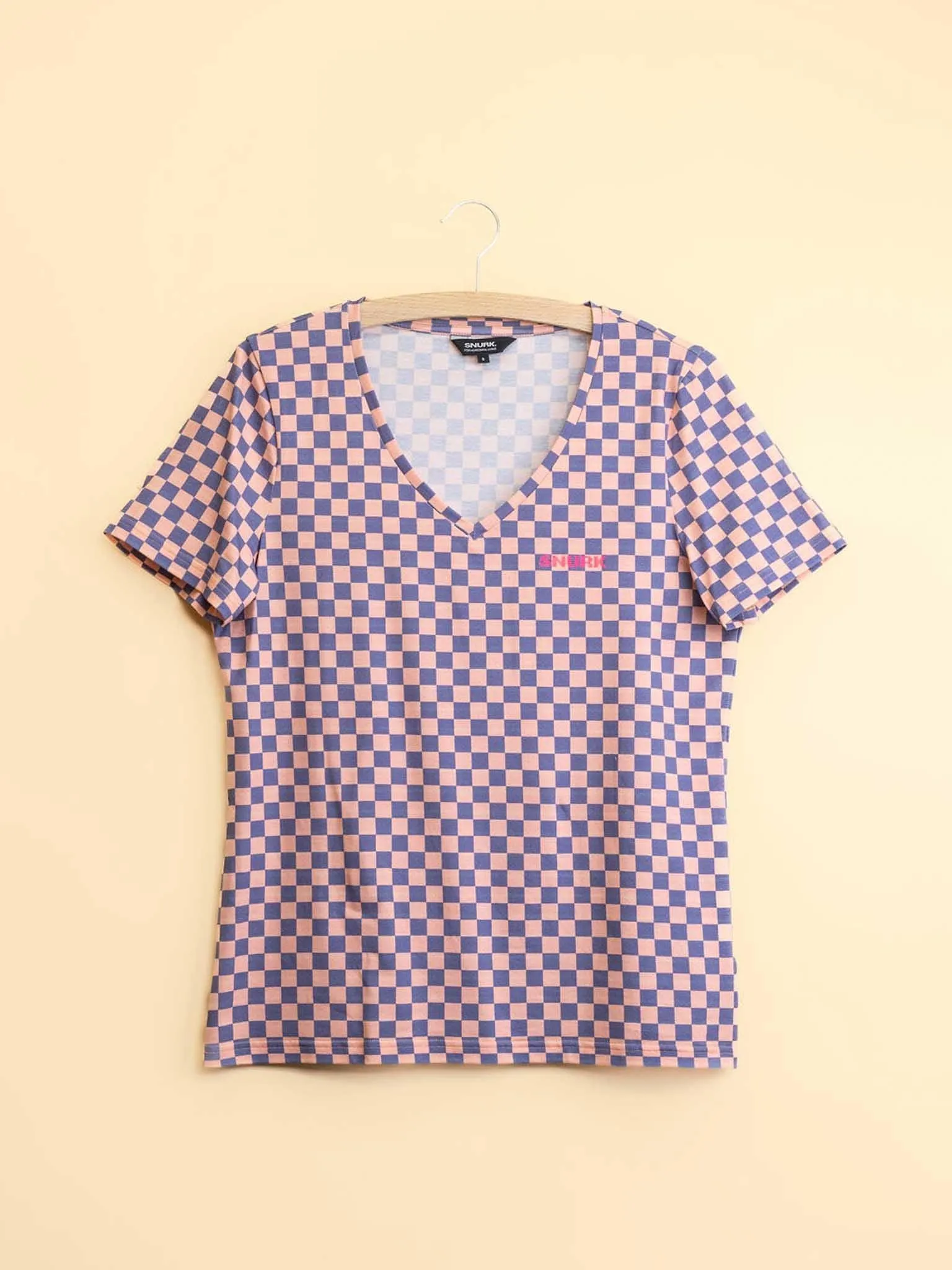 Check V-neck T-shirt Dames