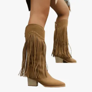 Chic Knee-High Fringe Boots