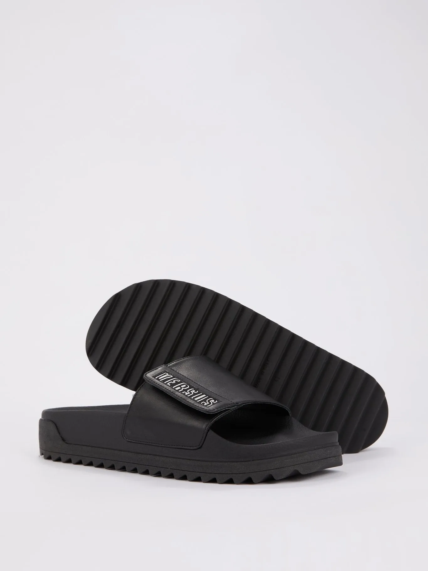 Ciabattina Black Adjustable Top Strap Slides