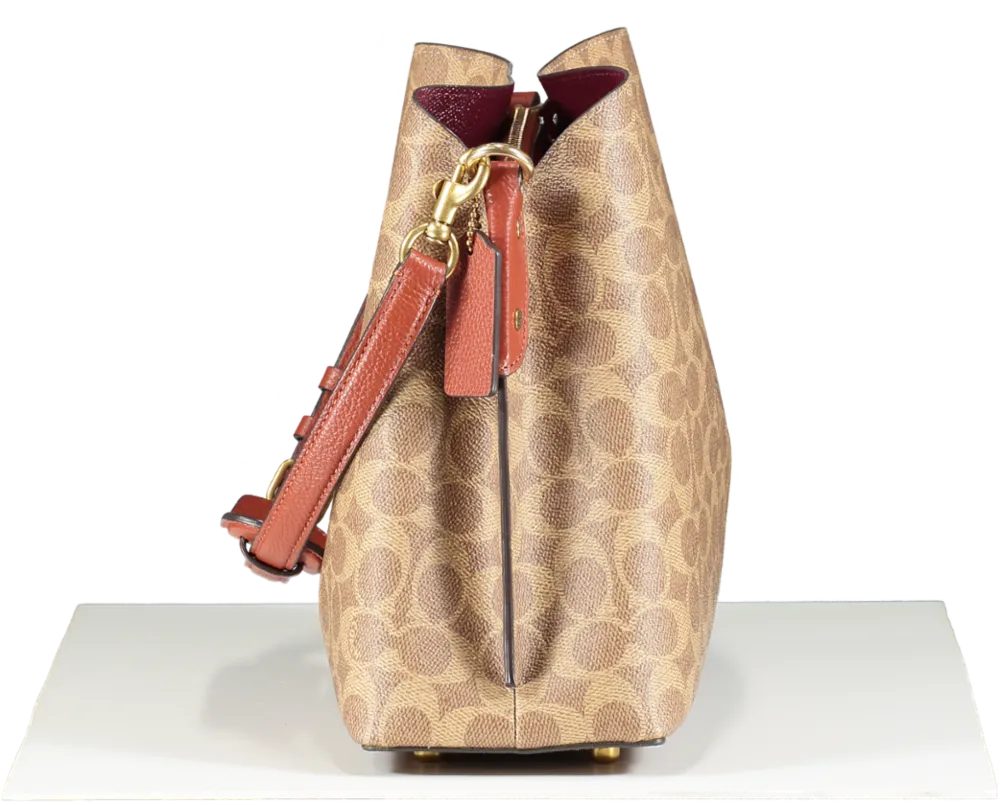 Coach Brown Willow Bucket Bag In Signature Canvas