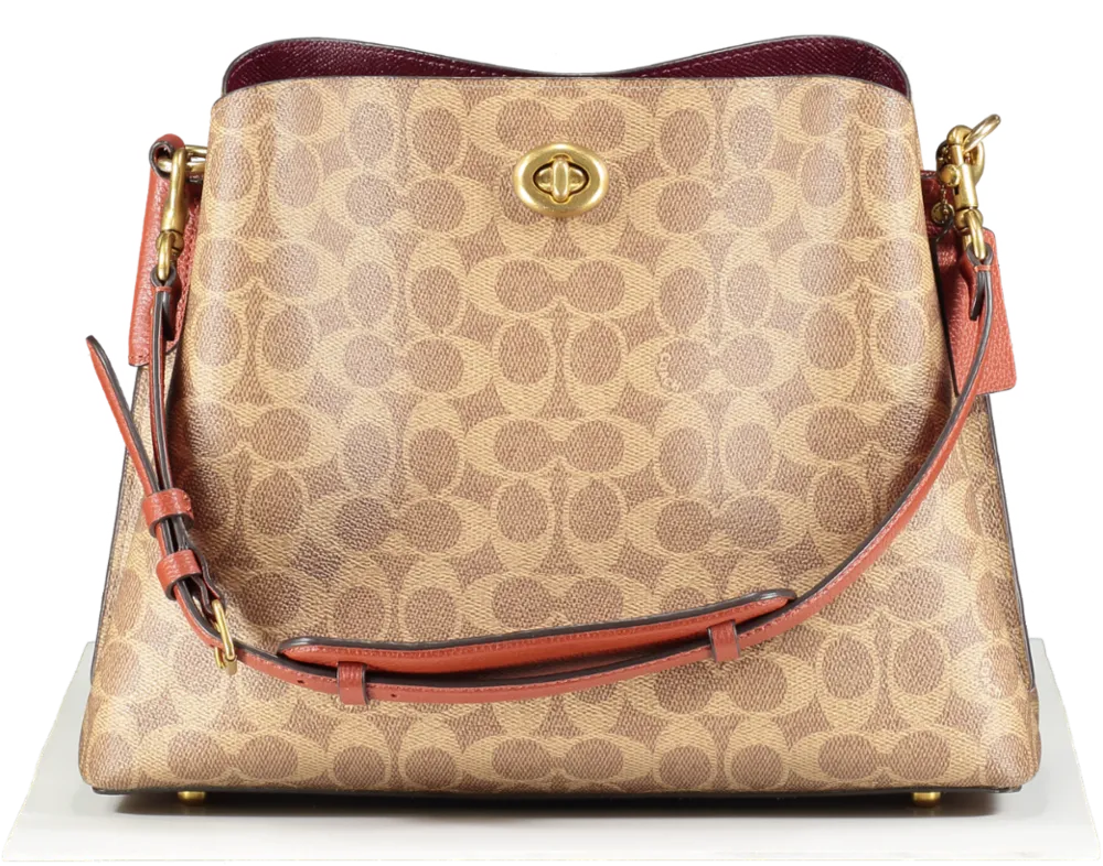 Coach Brown Willow Bucket Bag In Signature Canvas