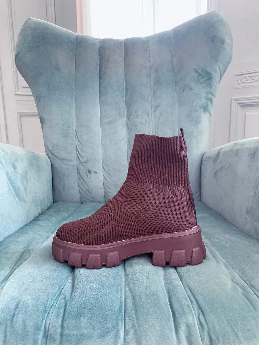 Coffee Ugly Sole Sock Boots