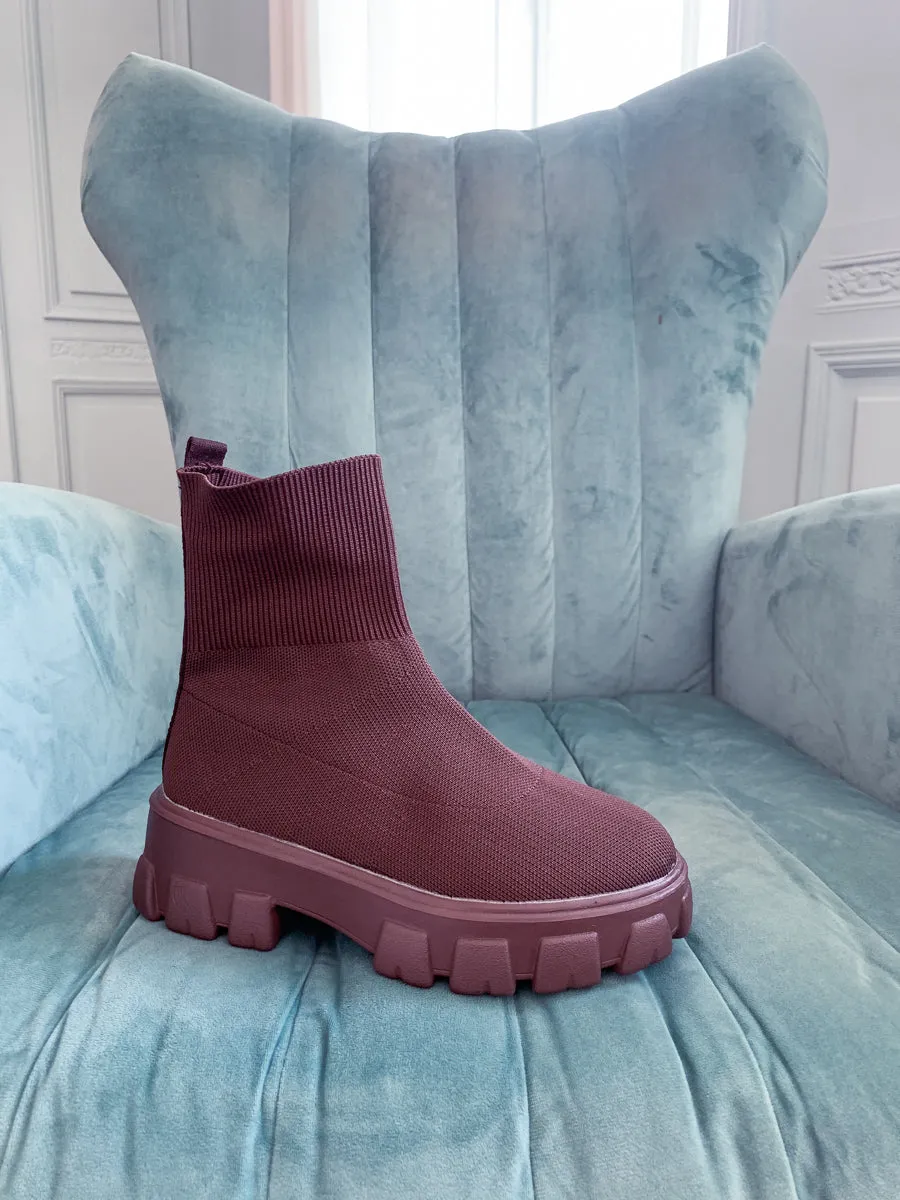 Coffee Ugly Sole Sock Boots