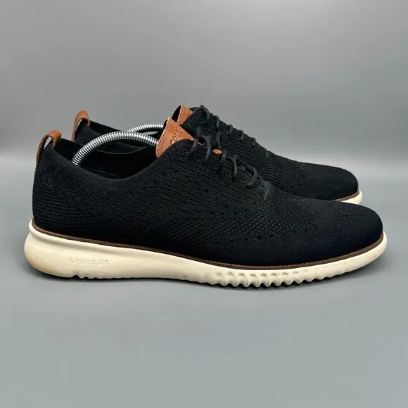 Cole Haan 2.ZERØGRAND Stitchlite Men's 12 Black Wingtip Oxfords Lace-Up Low Top