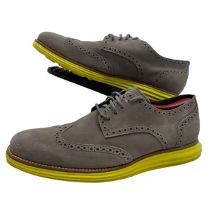 Cole Haan Lunargrand Mens 11 Oxford Shoe Wingtip Suede Grey/Yellow C10226 Casual