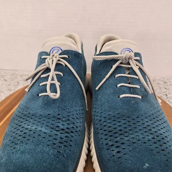 Cole Haan ZeroGrand Blue Suede Laser Wingtip Casual Oxford Sneaker Mens 11.5 M