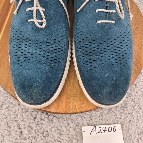 Cole Haan ZeroGrand Blue Suede Laser Wingtip Casual Oxford Sneaker Mens 11.5 M