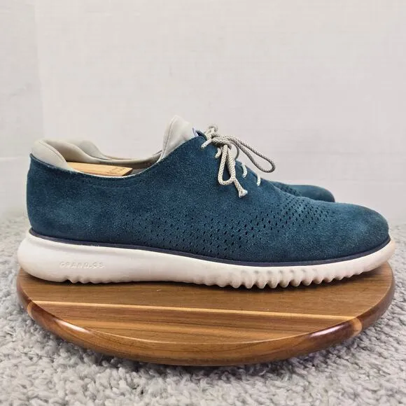 Cole Haan ZeroGrand Blue Suede Laser Wingtip Casual Oxford Sneaker Mens 11.5 M