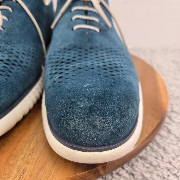 Cole Haan ZeroGrand Blue Suede Laser Wingtip Casual Oxford Sneaker Mens 11.5 M