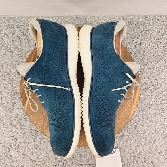 Cole Haan ZeroGrand Blue Suede Laser Wingtip Casual Oxford Sneaker Mens 11.5 M