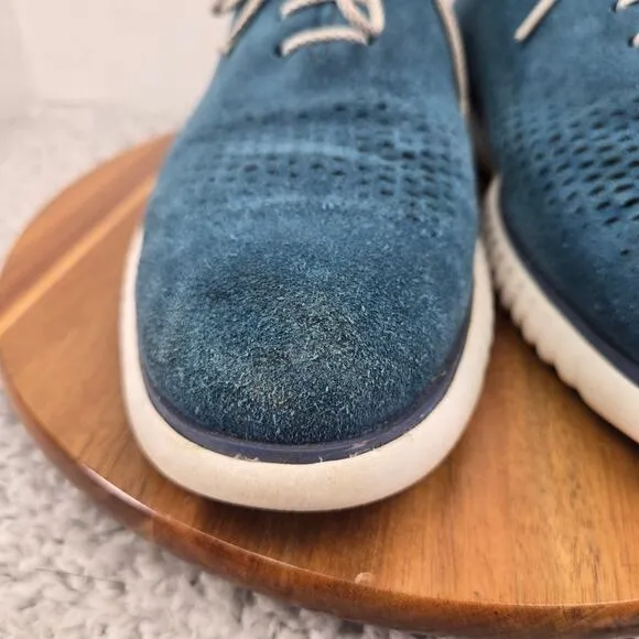 Cole Haan ZeroGrand Blue Suede Laser Wingtip Casual Oxford Sneaker Mens 11.5 M