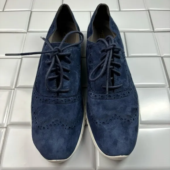 Cole Haan ZeroGrand W14474 Navy Suede Wingtip Sneaker Shoes Women's US 10.5B