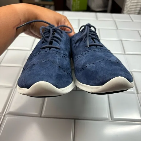 Cole Haan ZeroGrand W14474 Navy Suede Wingtip Sneaker Shoes Women's US 10.5B