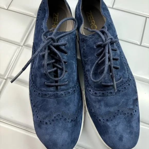 Cole Haan ZeroGrand W14474 Navy Suede Wingtip Sneaker Shoes Women's US 10.5B