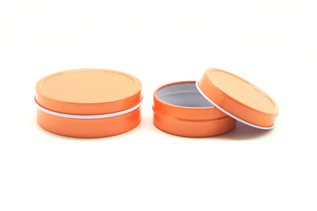 Color Shallow Round Solid Top Slip Cover Tin Containers
