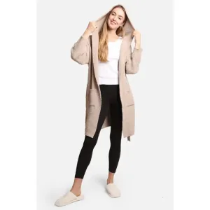 COMFYLUXE Solid Color Hooded Robe with Front Pockets and Belt