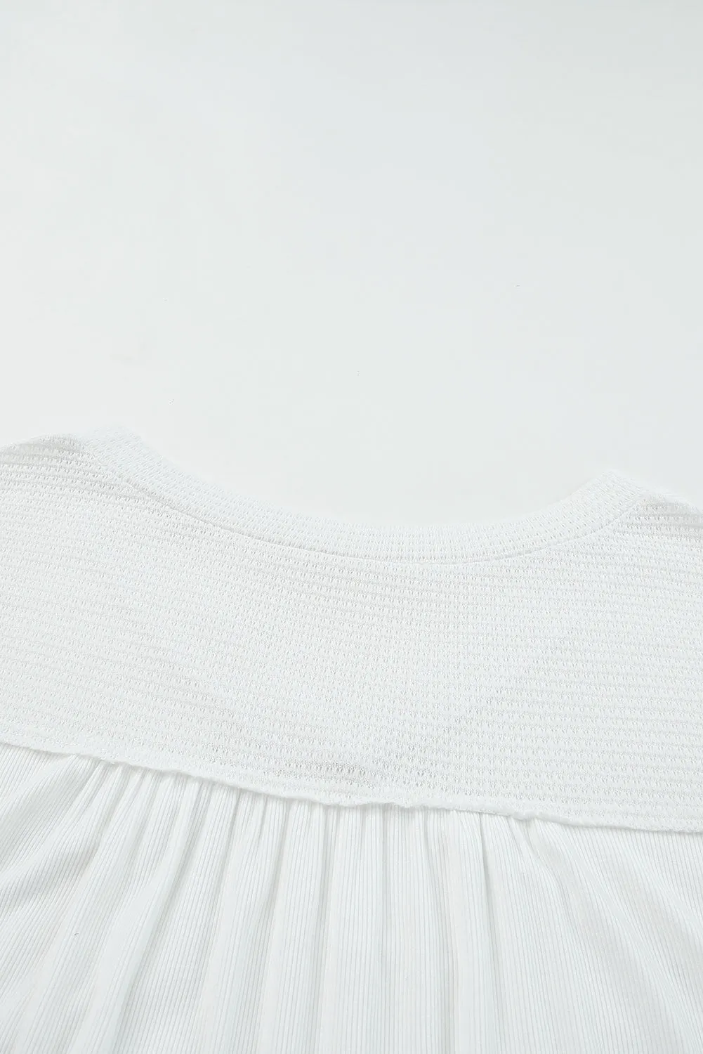 Contrast Knit Splicing V Neck Studded Blouse