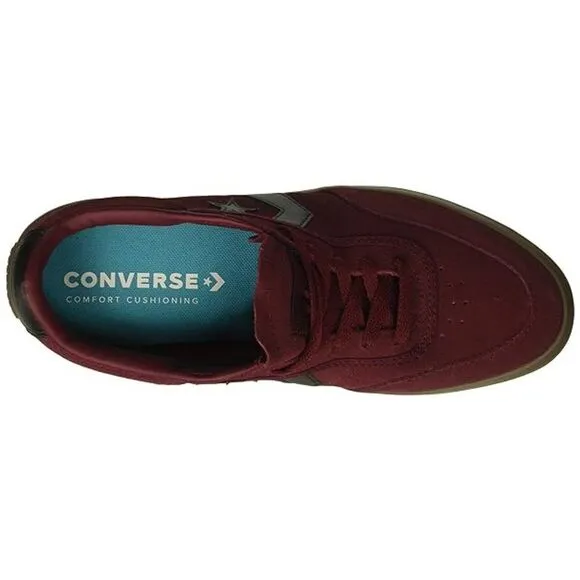 Converse Boys Red Courtland Suede Leather Accent Low Top Sneaker Size 5