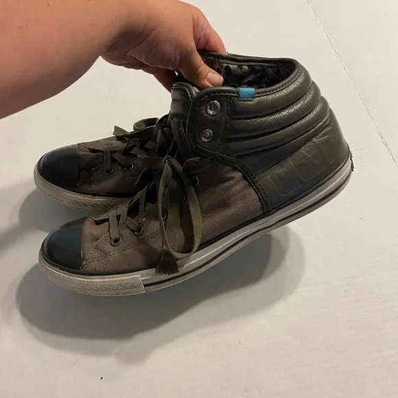 Converse Brown and Black High-Top Sneakers with Canvas Material