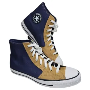 Converse Chuck Taylor Navy and Tan High-Top Sneakers
