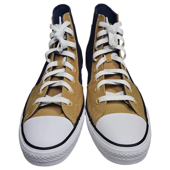 Converse Chuck Taylor Navy and Tan High-Top Sneakers