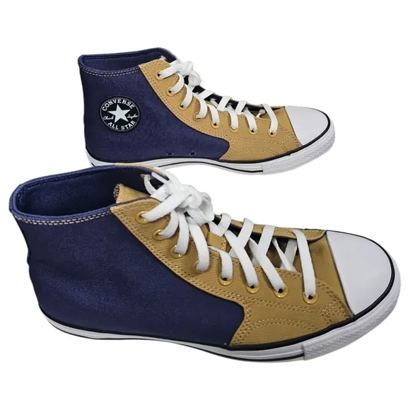 Converse Chuck Taylor Navy and Tan High-Top Sneakers