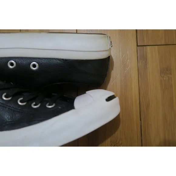 Converse Jack Purcell Ox Low Men’s 7 US Womens 8.5 Sneakers Black Leather Casual
