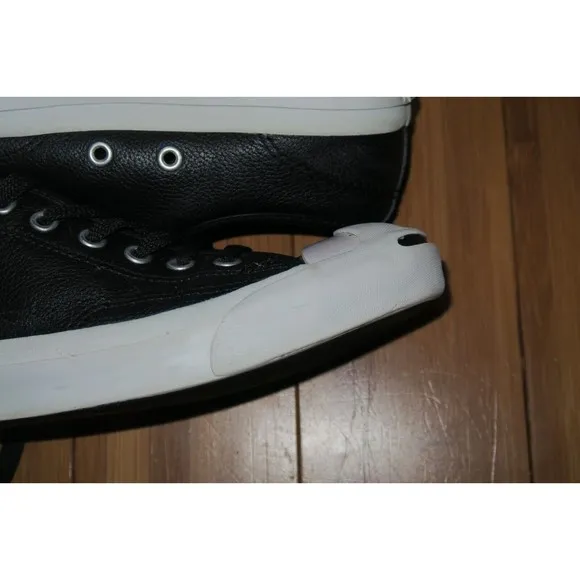 Converse Jack Purcell Ox Low Men’s 7 US Womens 8.5 Sneakers Black Leather Casual