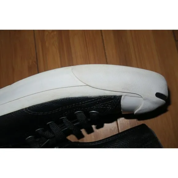 Converse Jack Purcell Ox Low Men’s 7 US Womens 8.5 Sneakers Black Leather Casual