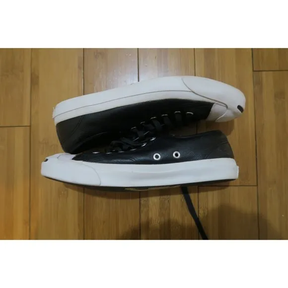 Converse Jack Purcell Ox Low Men’s 7 US Womens 8.5 Sneakers Black Leather Casual