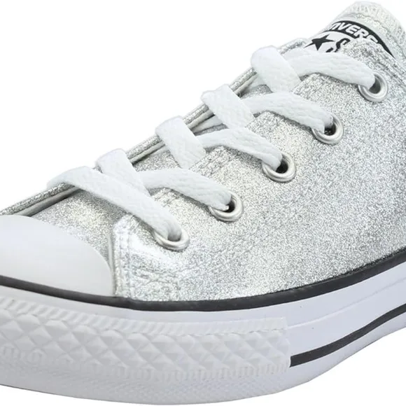 Converse Silver Glitter Chuck Taylor All Star Junior's Ox Lace Up Low Top / Sz 1