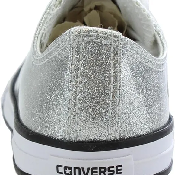 Converse Silver Glitter Chuck Taylor All Star Junior's Ox Lace Up Low Top / Sz 1