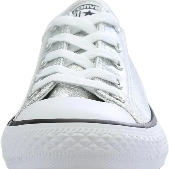 Converse Silver Glitter Chuck Taylor All Star Junior's Ox Lace Up Low Top / Sz 1
