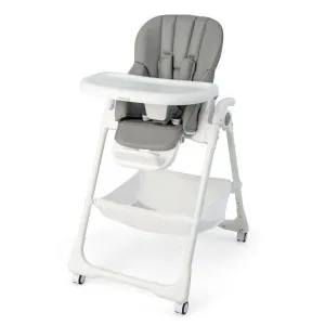 Convertible Infant Dining Chair with 5 Backrest and 3 Footrest Positions-Gray -