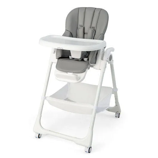 Convertible Infant Dining Chair with 5 Backrest and 3 Footrest Positions-Gray -