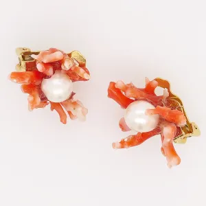 Coral Cluster Clips with Pearl Center
